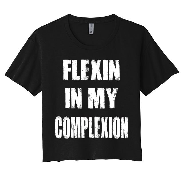 Flexin My Complexion Distressed Logo Crop Top