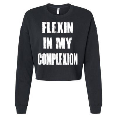 Flexin My Complexion Distressed Logo Cropped Pullover Crew
