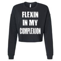 Flexin My Complexion Distressed Logo Cropped Pullover Crew