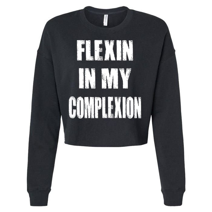 Flexin My Complexion Distressed Logo Cropped Pullover Crew
