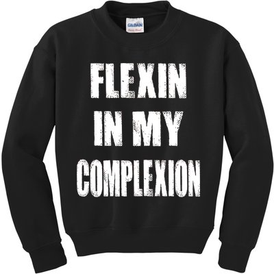 Flexin My Complexion Distressed Logo Kids Sweatshirt