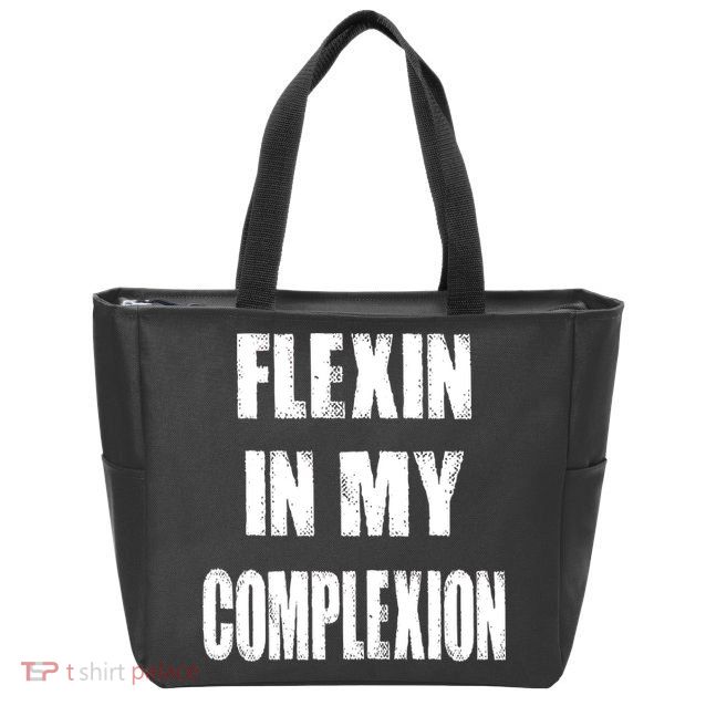 Flexin My Complexion Distressed Logo Zip Tote Bag