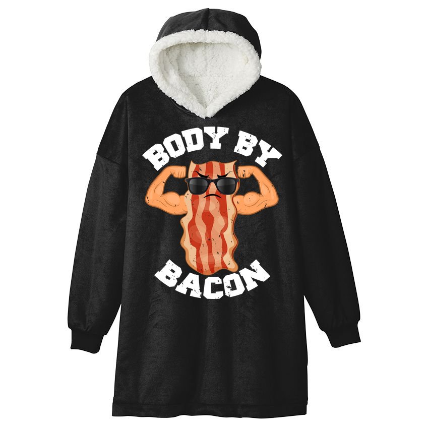 Flexing Body by Bacon Hooded Wearable Blanket