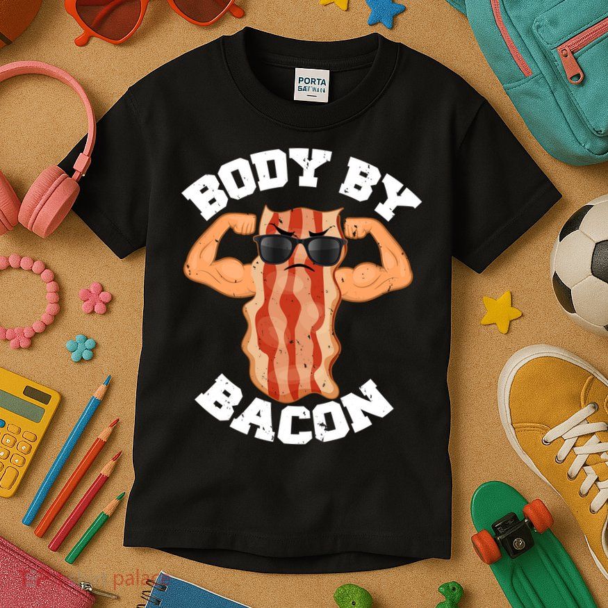 Flexing Body by Bacon Kids T-Shirt