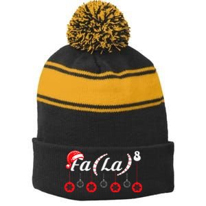 Fa (La)8 Funny Christmas Santa Fa La Math Teacher Student Stripe Pom Pom Beanie