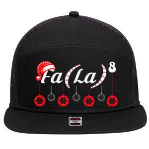 Fa (La)8 Funny Christmas Santa Fa La Math Teacher Student 7 Panel Mesh Trucker Snapback Hat