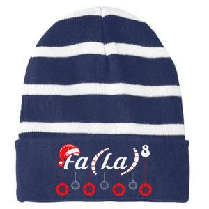 Fa (La)8 Funny Christmas Santa Fa La Math Teacher Student Striped Beanie with Solid Band