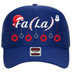 Fa (La)8 Funny Christmas Santa Fa La Math Teacher Student High Crown Mesh Back Trucker Hat