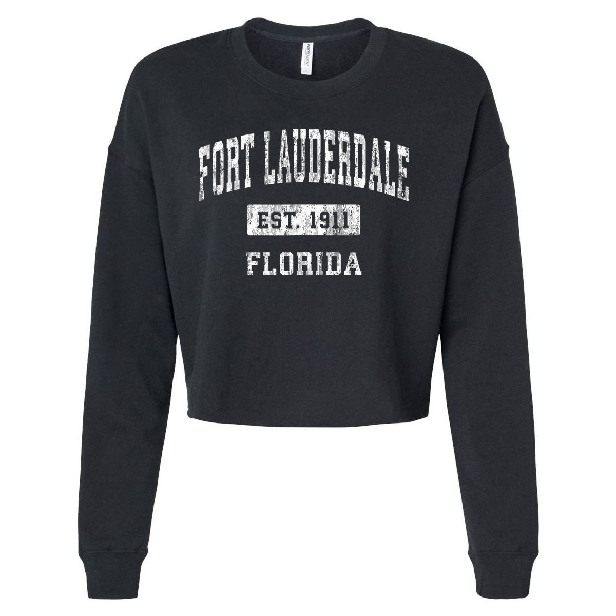 Fort Lauderdale Florida Fl Vintage Established Sports Cropped Pullover Crew