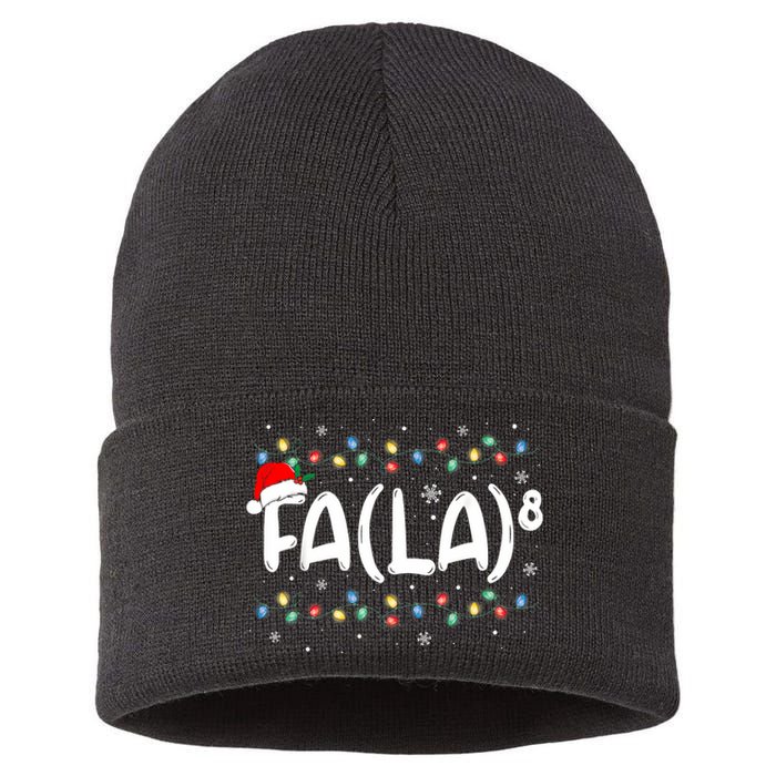 Fa (La)8 Funny Christmas Santa Fa La Math Teacher Sustainable Knit Beanie