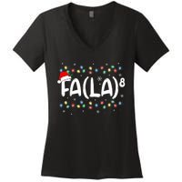 Fa (La)8 Funny Christmas Santa Fa La Math Teacher Women's V-Neck T-Shirt