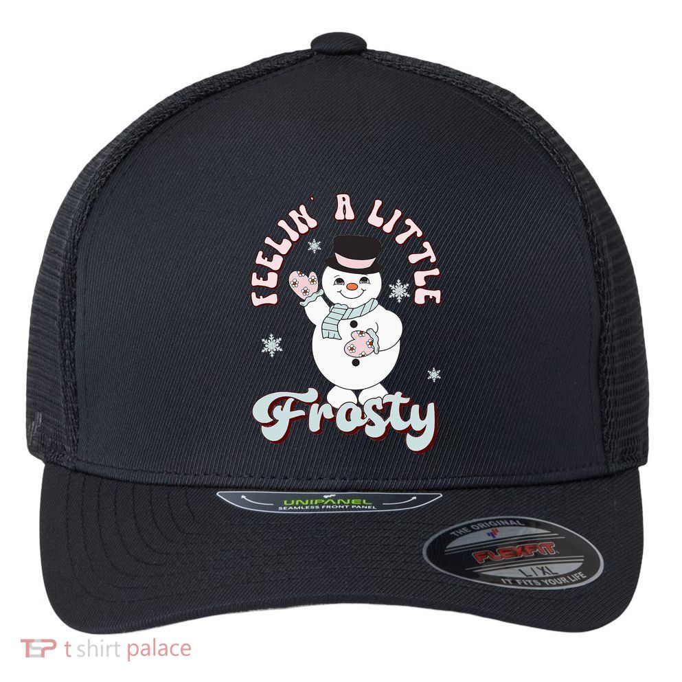 Feelin' Little Frostys Snowman Groovy Retro Christmas Pajama  Flexfit Unipanel Trucker Cap