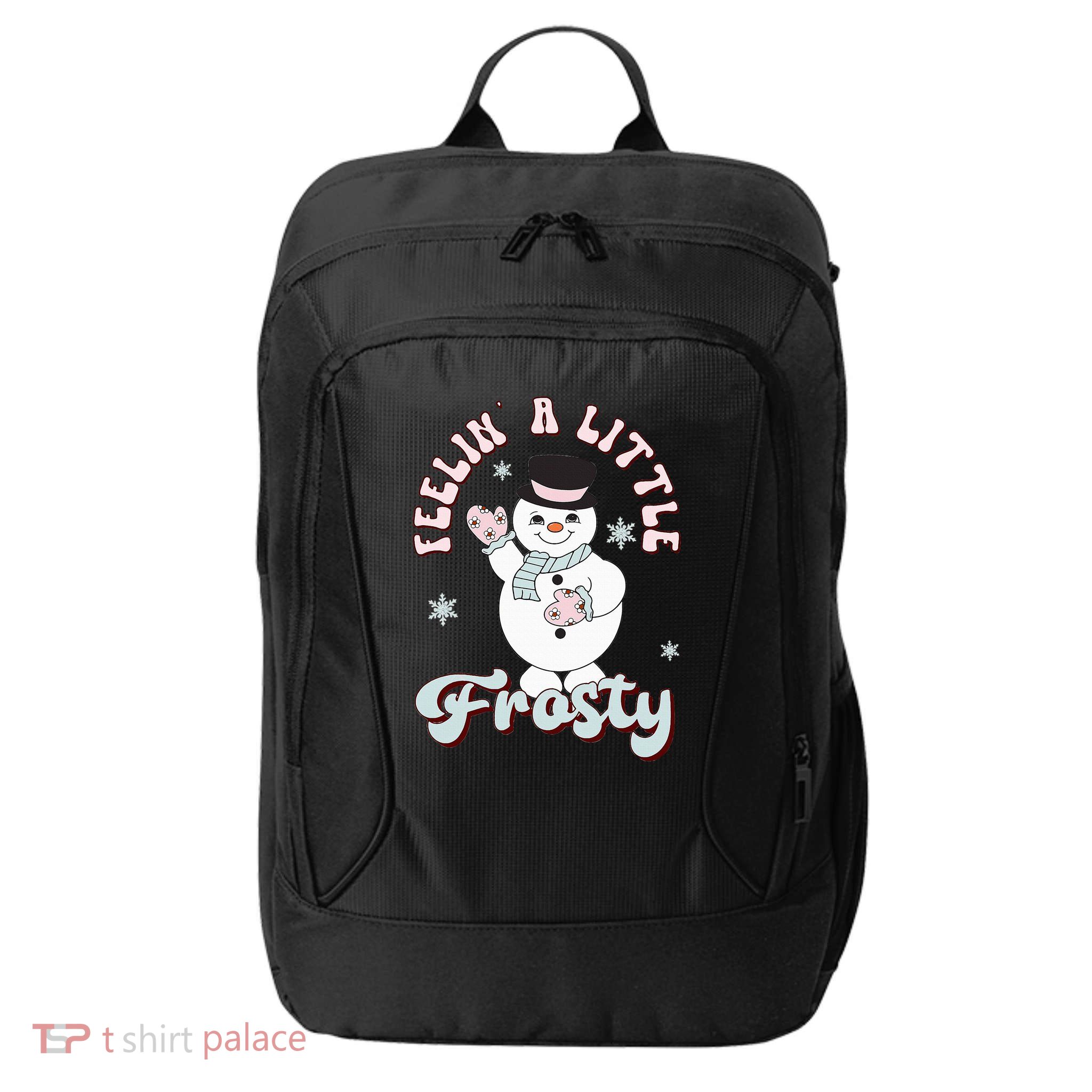 Feelin' Little Frostys Snowman Groovy Retro Christmas Pajama  City Backpack