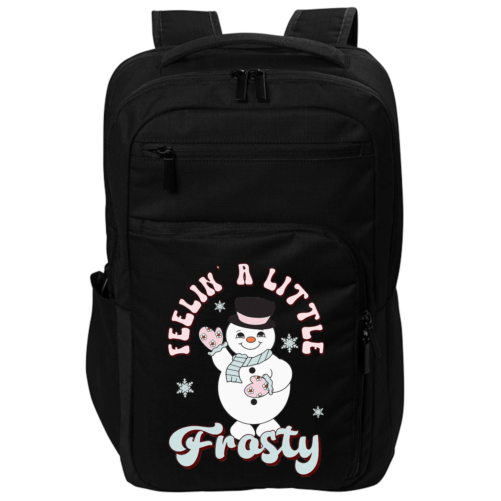 Feelin' Little Frostys Snowman Groovy Retro Christmas Pajama  Impact Tech Backpack