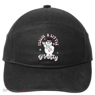 Feelin' Little Frostys Snowman Groovy Retro Christmas Pajama  7-Panel Snapback Hat