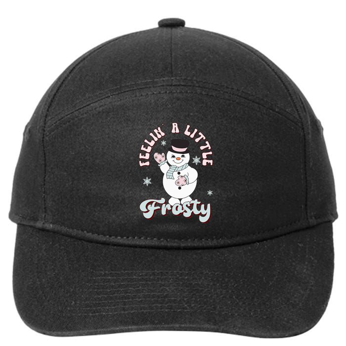 Feelin' Little Frostys Snowman Groovy Retro Christmas Pajama  7-Panel Snapback Hat