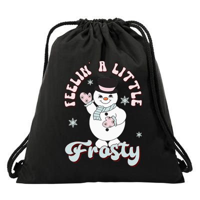 Feelin' Little Frostys Snowman Groovy Retro Christmas Pajama  Drawstring Bag