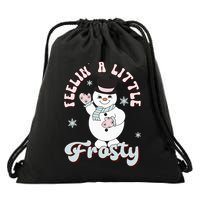Feelin' Little Frostys Snowman Groovy Retro Christmas Pajama  Drawstring Bag