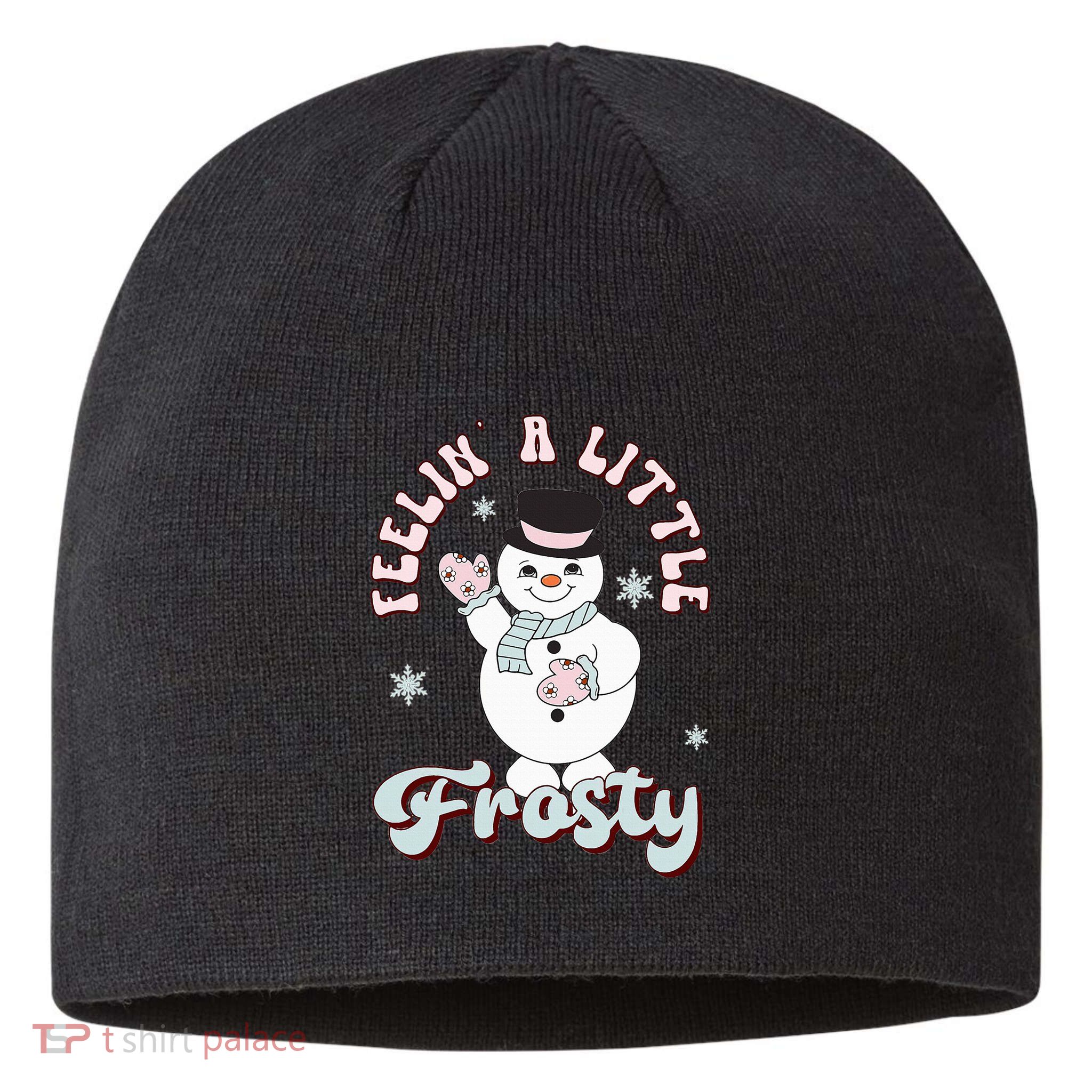 Feelin' Little Frostys Snowman Groovy Retro Christmas Pajama  Sustainable Beanie