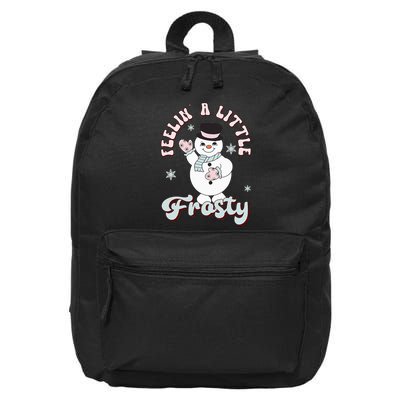 Feelin' Little Frostys Snowman Groovy Retro Christmas Pajama  16 in Basic Backpack
