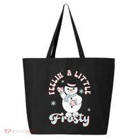 Feelin' Little Frostys Snowman Groovy Retro Christmas Pajama  25L Jumbo Tote