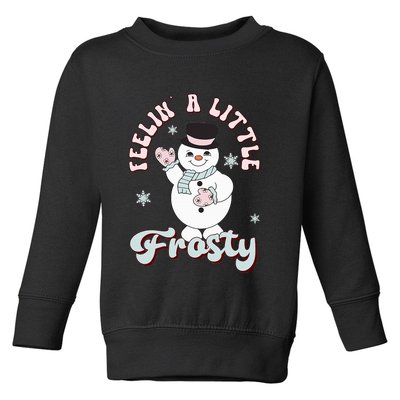 Feelin' Little Frostys Snowman Groovy Retro Christmas Pajama  Toddler Sweatshirt
