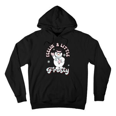 Feelin' Little Frostys Snowman Groovy Retro Christmas Pajama  Tall Hoodie