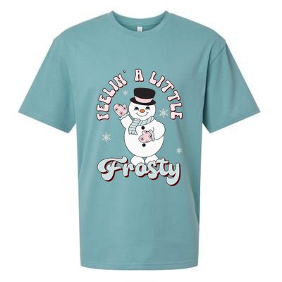 Feelin' Little Frostys Snowman Groovy Retro Christmas Pajama  Sueded Cloud Jersey T-Shirt