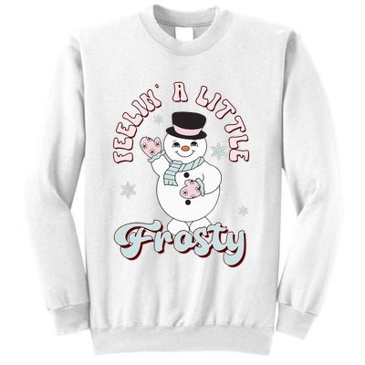 Feelin' Little Frostys Snowman Groovy Retro Christmas Pajama  Sweatshirt