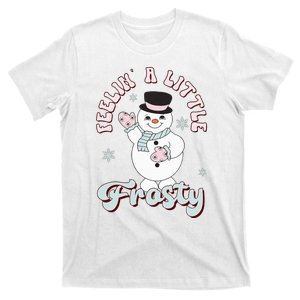 Feelin' Little Frostys Snowman Groovy Retro Christmas Pajama  T-Shirt