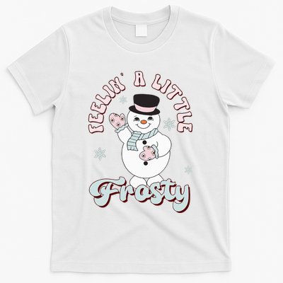 Feelin' Little Frostys Snowman Groovy Retro Christmas Pajama  T-Shirt