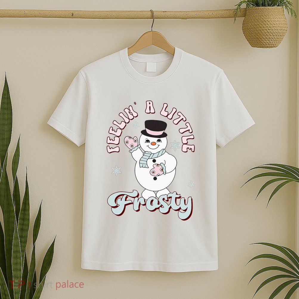 Feelin' Little Frostys Snowman Groovy Retro Christmas Pajama  T-Shirt