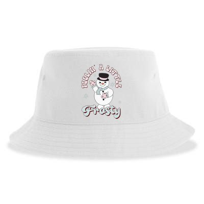 Feelin' Little Frostys Snowman Groovy Retro Christmas Pajama  Sustainable Bucket Hat
