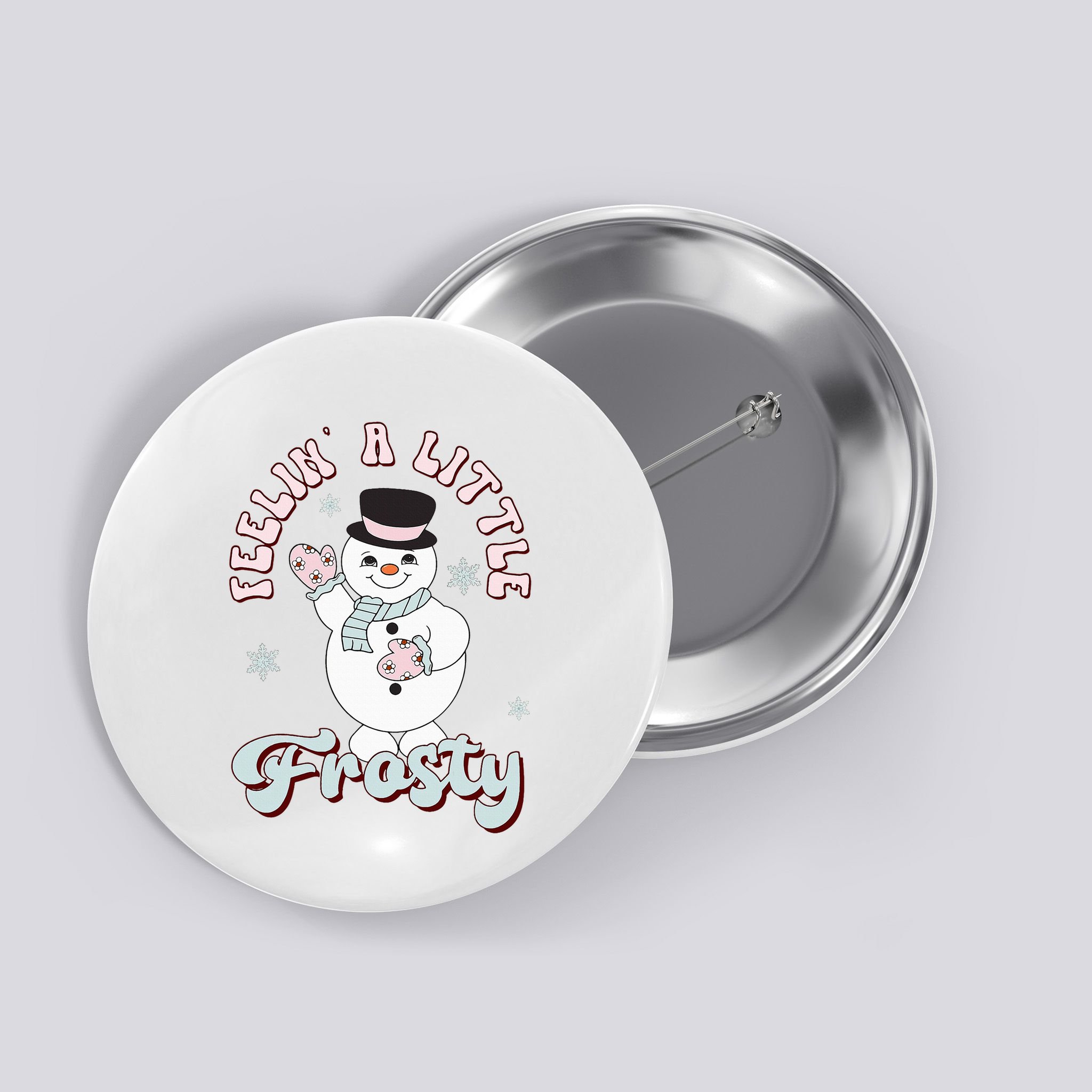 Feelin' Little Frostys Snowman Groovy Retro Christmas Pajama  Button