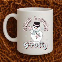 Feelin' Little Frostys Snowman Groovy Retro Christmas Pajama  Mug