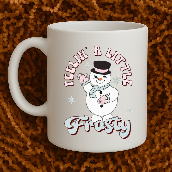 Feelin' Little Frostys Snowman Groovy Retro Christmas Pajama  Mug