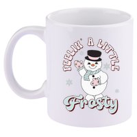 Feelin' Little Frostys Snowman Groovy Retro Christmas Pajama  11oz C Handle Ceramic Mug
