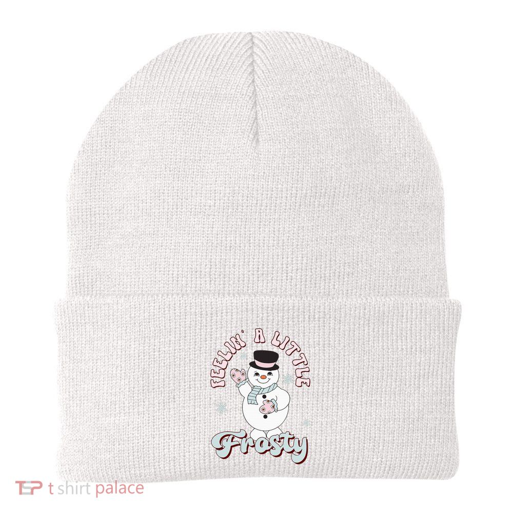 Feelin' Little Frostys Snowman Groovy Retro Christmas Pajama  Beanie
