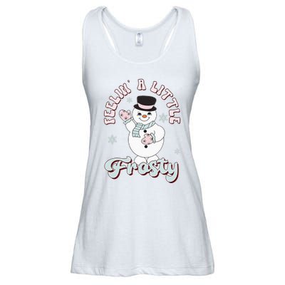 Feelin' Little Frostys Snowman Groovy Retro Christmas Pajama  Ladies Essential Flowy Tank