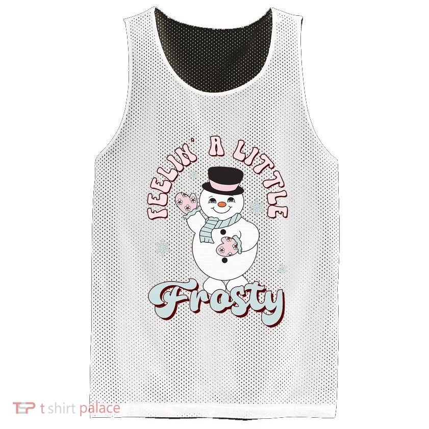 Feelin' Little Frostys Snowman Groovy Retro Christmas Pajama  Mesh Reversible Basketball Jersey Tank