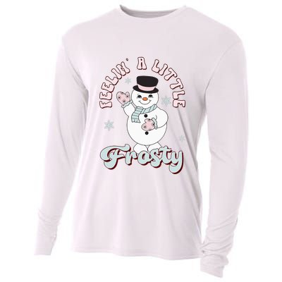 Feelin' Little Frostys Snowman Groovy Retro Christmas Pajama  Cooling Performance Long Sleeve Crew