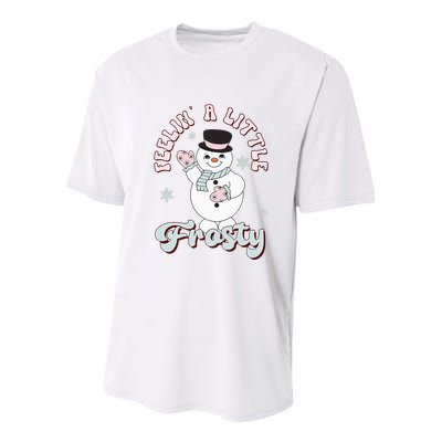 Feelin' Little Frostys Snowman Groovy Retro Christmas Pajama  Youth Performance Sprint T-Shirt
