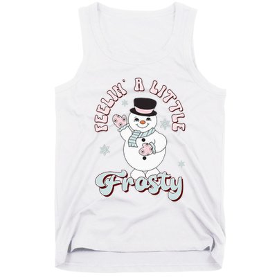 Feelin' Little Frostys Snowman Groovy Retro Christmas Pajama  Tank Top