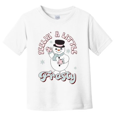 Feelin' Little Frostys Snowman Groovy Retro Christmas Pajama  Toddler T-Shirt