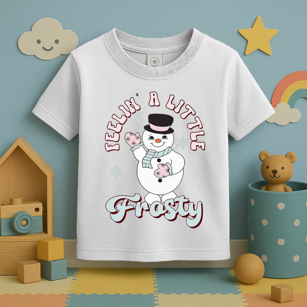 Feelin' Little Frostys Snowman Groovy Retro Christmas Pajama  Toddler T-Shirt