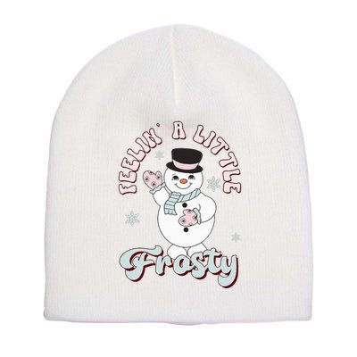Feelin' Little Frostys Snowman Groovy Retro Christmas Pajama  Short Acrylic Beanie