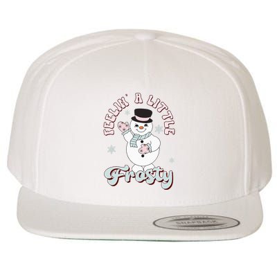 Feelin' Little Frostys Snowman Groovy Retro Christmas Pajama  Wool Snapback Cap