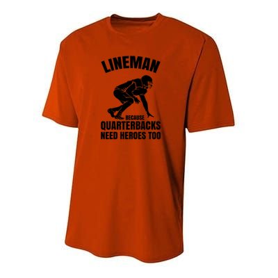 Football Lineman Youth Performance Sprint T-Shirt