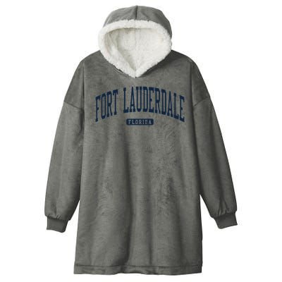 Fort Lauderdale Florida Fl College University Style Navy Hooded Wearable Blanket