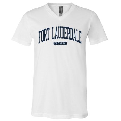Fort Lauderdale Florida Fl College University Style Navy V-Neck T-Shirt